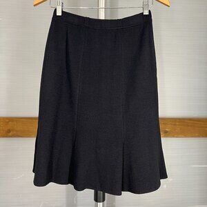 St. John Wool Blend Navy Blue Lined A-Line Flare Santana Knit Skirt Sz 2